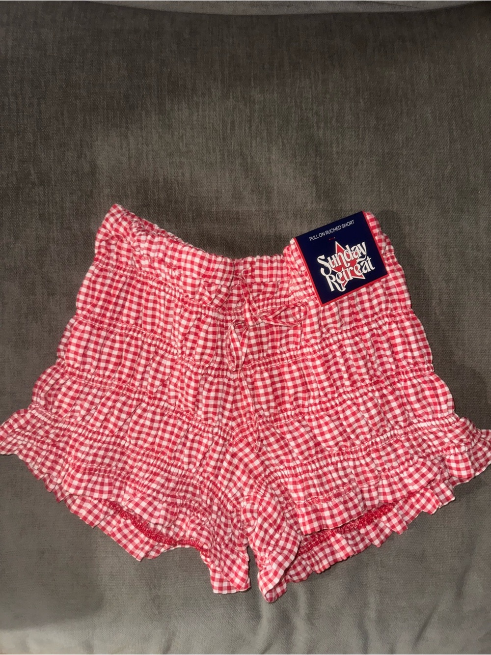Sunday Best Red Gingham Ruffle High-Waist Shorts